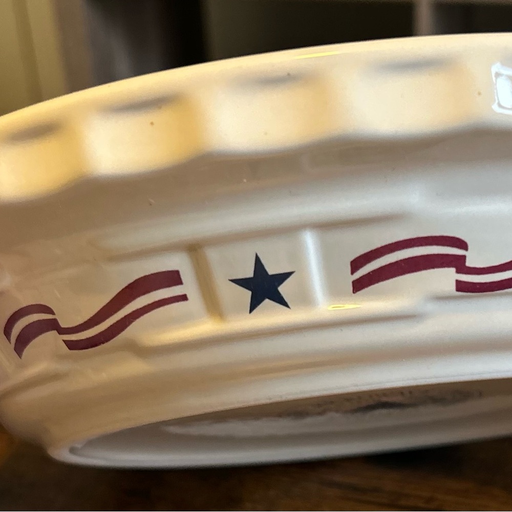 Longaberger All-American Blue and Cream Pie Plate🇺🇸Labor Day🇺🇸 - Picture 2 of 10